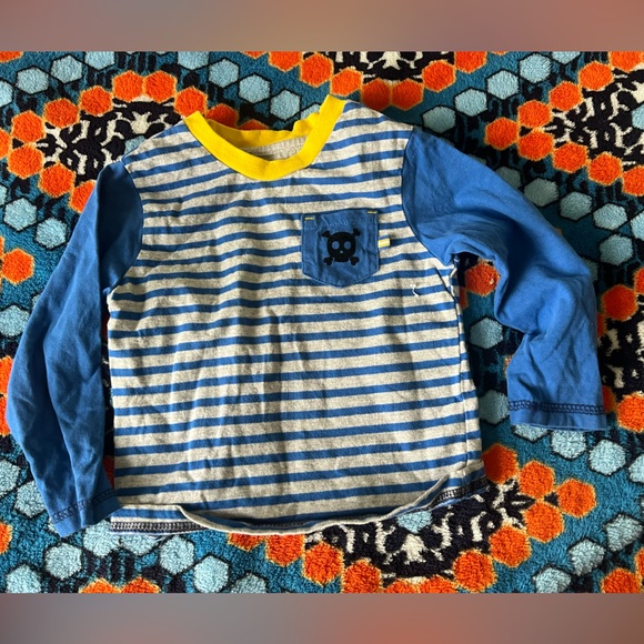 Little Me Cotton Long Sleeve Baby Boy Bucket Hat Striped Tee with pirate pocket - Picture 1 of 4